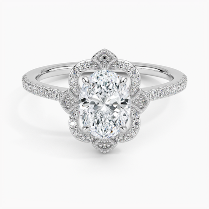 1,20 Karat Oval Halo Tasarım Tektaş Laboratuvar Pırlanta Yüzük 18K -Coronna - Bold Diamonds
