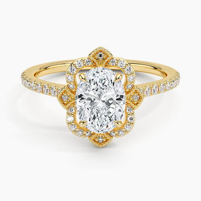 1,20 Karat Oval Halo Tasarım Tektaş Laboratuvar Pırlanta Yüzük 18K -Coronna - Bold Diamonds