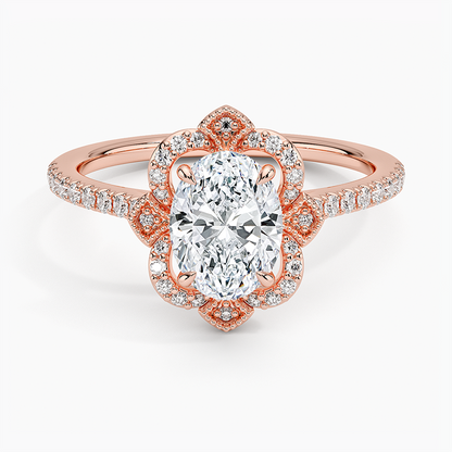 1,20 Karat Oval Halo Tasarım Tektaş Laboratuvar Pırlanta Yüzük 18K -Coronna - Bold Diamonds