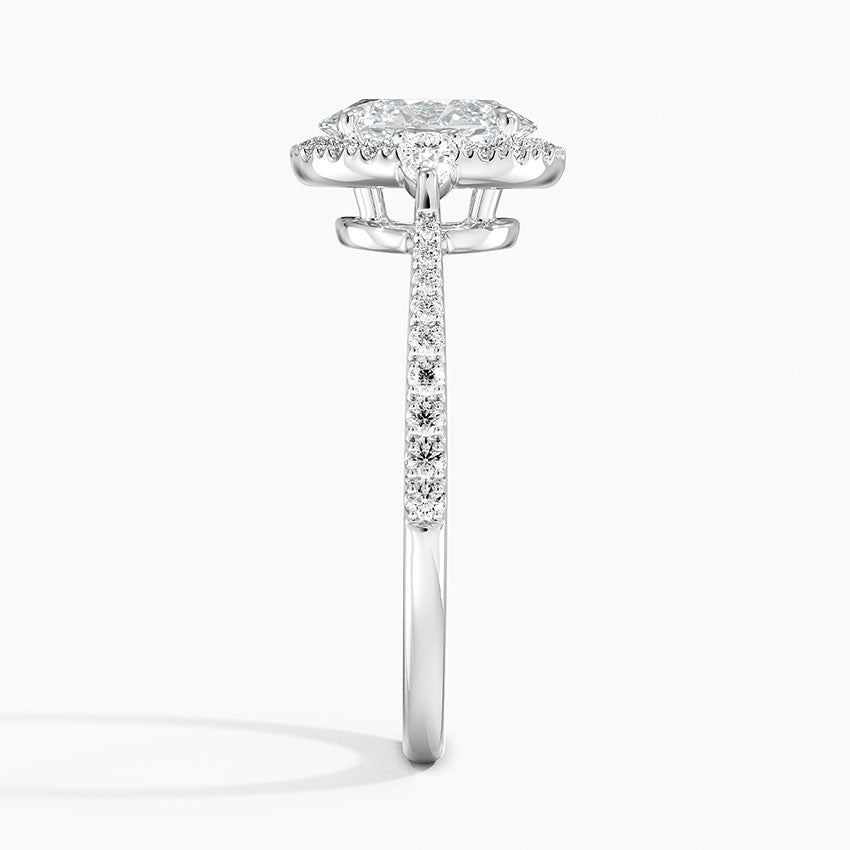 1.20 Karat Oval Halo Tasarım Tektaş Laboratuvar Pırlanta Yüzük 18k  -Vittora - Bold Diamonds