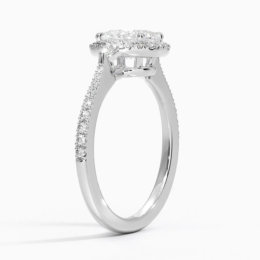 1.20 Karat Oval Halo Tasarım Tektaş Laboratuvar Pırlanta Yüzük 18k  -Vittora - Bold Diamonds