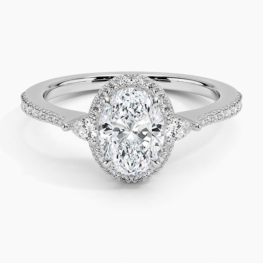 1.20 Karat Oval Halo Tasarım Tektaş Laboratuvar Pırlanta Yüzük 18k  -Vittora - Bold Diamonds