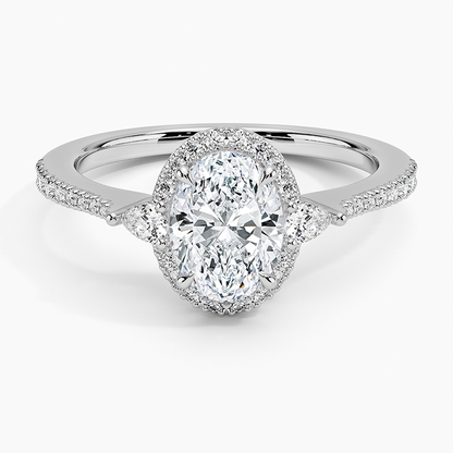1.20 Karat Oval Halo Tasarım Tektaş Laboratuvar Pırlanta Yüzük 18k  -Vittora - Bold Diamonds