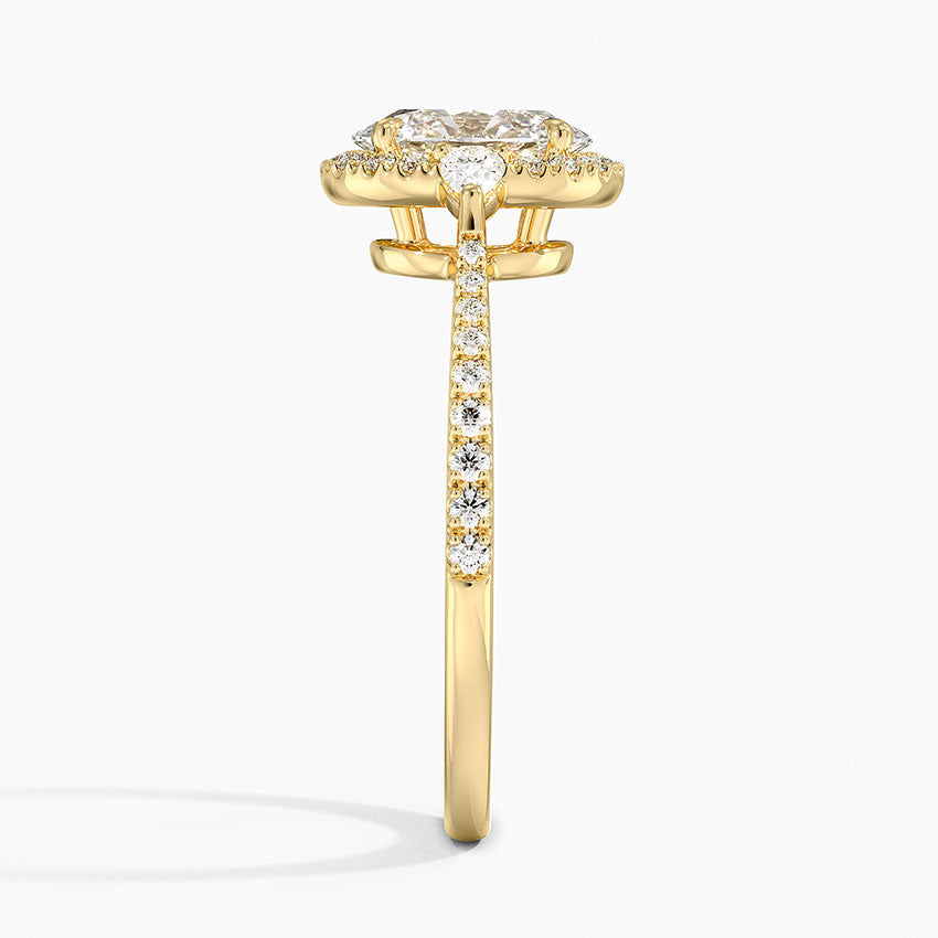 1.20 Karat Oval Halo Tasarım Tektaş Laboratuvar Pırlanta Yüzük 18k  -Vittora - Bold Diamonds
