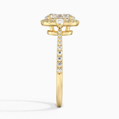 1.20 Karat Oval Halo Tasarım Tektaş Laboratuvar Pırlanta Yüzük 18k  -Vittora - Bold Diamonds