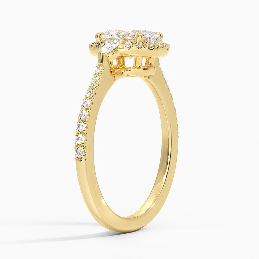 1.20 Karat Oval Halo Tasarım Tektaş Laboratuvar Pırlanta Yüzük 18k  -Vittora - Bold Diamonds