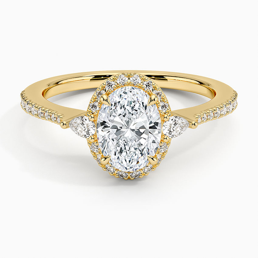 1.20 Karat Oval Halo Tasarım Tektaş Laboratuvar Pırlanta Yüzük 18k  -Vittora - Bold Diamonds