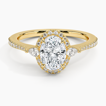 1.20 Karat Oval Halo Tasarım Tektaş Laboratuvar Pırlanta Yüzük 18k  -Vittora - Bold Diamonds