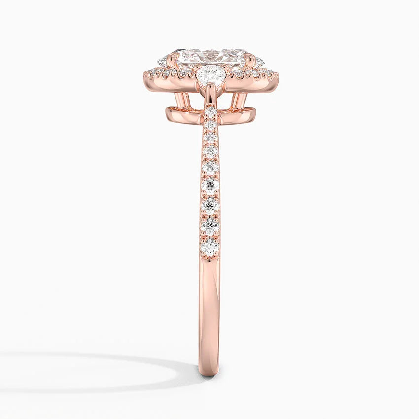 1.20 Karat Oval Halo Tasarım Tektaş Laboratuvar Pırlanta Yüzük 18k  -Vittora - Bold Diamonds