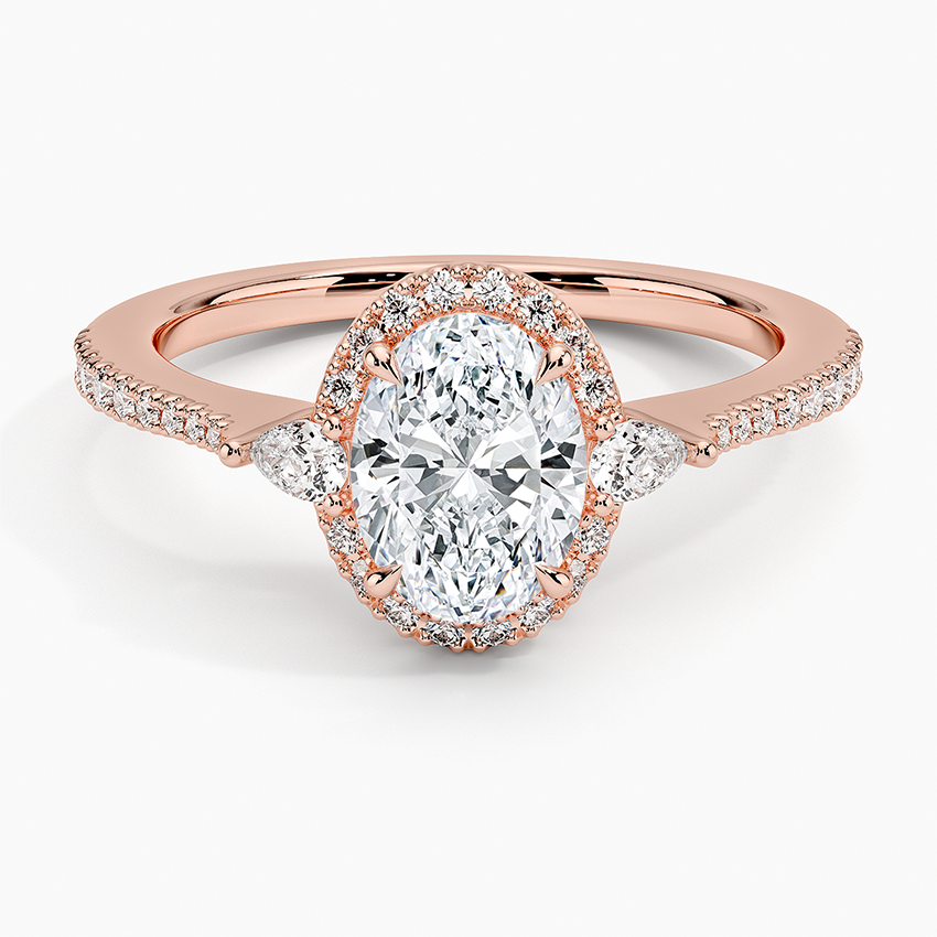 1.20 Karat Oval Halo Tasarım Tektaş Laboratuvar Pırlanta Yüzük 18k  -Vittora - Bold Diamonds