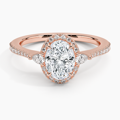 1.20 Karat Oval Halo Tasarım Tektaş Laboratuvar Pırlanta Yüzük 18k  -Vittora - Bold Diamonds