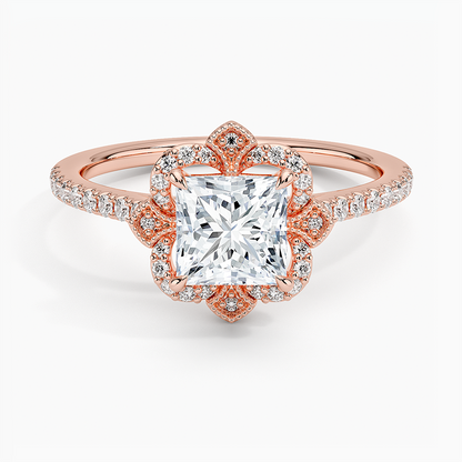 1,20 Karat Prenses Halo Tasarım Tektaş Laboratuvar Pırlanta Yüzük 18K -Coronna - Bold Diamonds