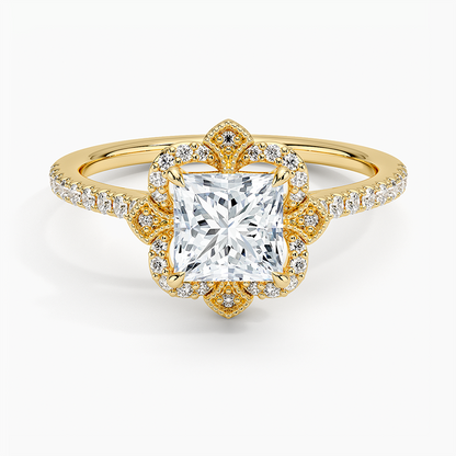 1,20 Karat Prenses Halo Tasarım Tektaş Laboratuvar Pırlanta Yüzük 18K -Coronna - Bold Diamonds