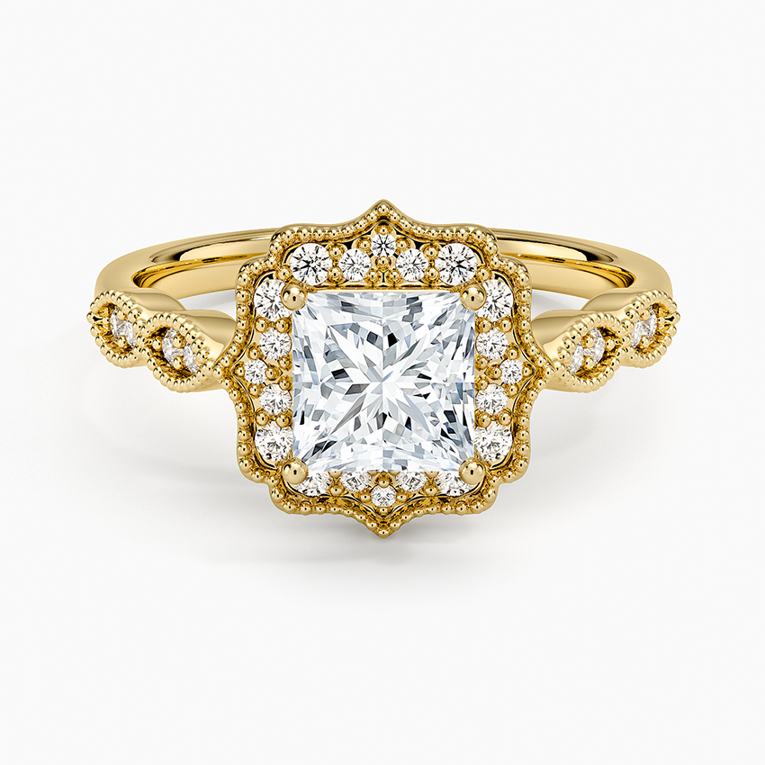 1,20 Karat Prenses Halo Tasarım Tektaş Laboratuvar Pırlanta Yüzük 18K - Radiara - Bold Diamonds