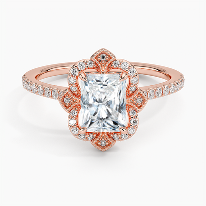 1,20 Karat Radiant Halo Tasarım Tektaş Laboratuvar Pırlanta Yüzük 18K -Coronna - Bold Diamonds