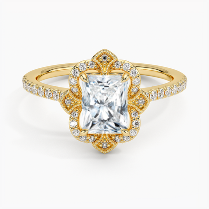 1,20 Karat Radiant Halo Tasarım Tektaş Laboratuvar Pırlanta Yüzük 18K -Coronna - Bold Diamonds