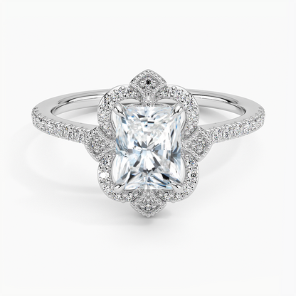 1,20 Karat Radiant Halo Tasarım Tektaş Laboratuvar Pırlanta Yüzük 18K -Coronna - Bold Diamonds