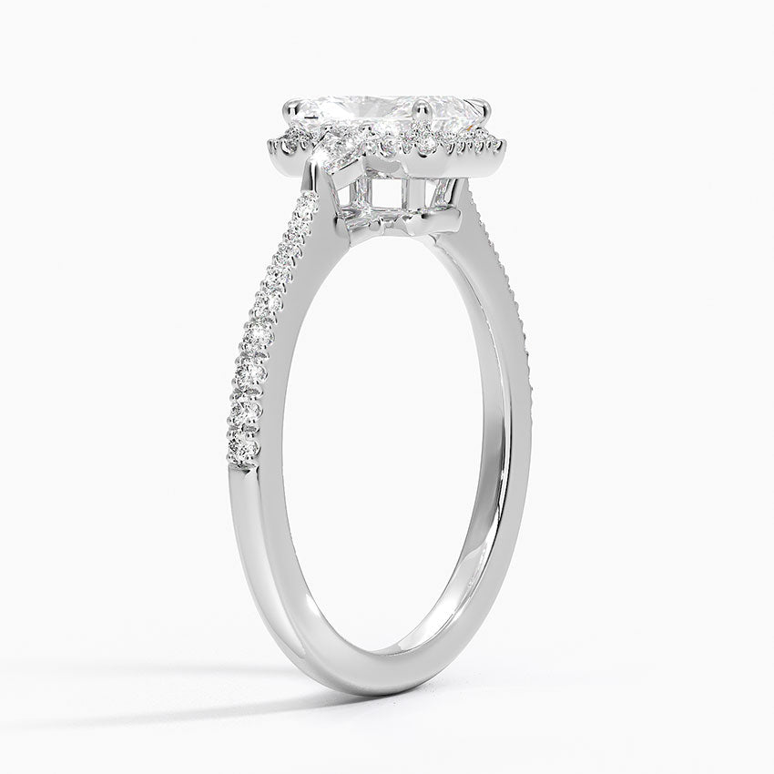 1.20 Karat Radiant Halo Tasarım Tektaş Laboratuvar Pırlanta Yüzük 18k  -Vittora - Bold Diamonds