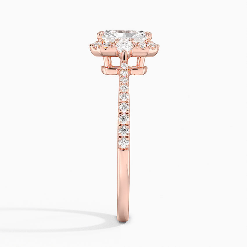 1.20 Karat Radiant Halo Tasarım Tektaş Laboratuvar Pırlanta Yüzük 18k  -Vittora - Bold Diamonds