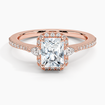 1.20 Karat Radiant Halo Tasarım Tektaş Laboratuvar Pırlanta Yüzük 18k  -Vittora - Bold Diamonds