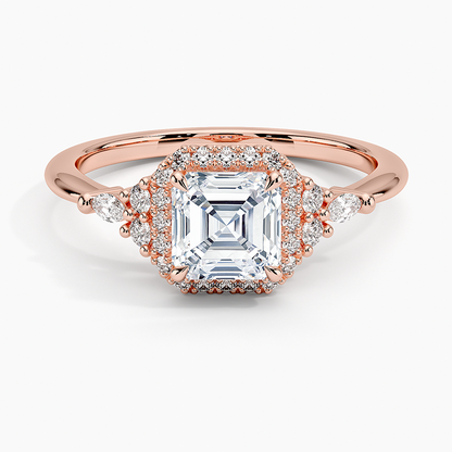 1.25 Karat Asscher Halo Tasarım Tektaş Laboratuvar Pırlanta Yüzük 18K -Amara - Bold Diamonds