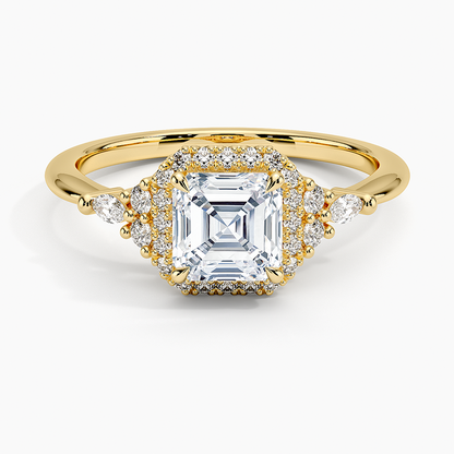 1.25 Karat Asscher Halo Tasarım Tektaş Laboratuvar Pırlanta Yüzük 18K -Amara - Bold Diamonds