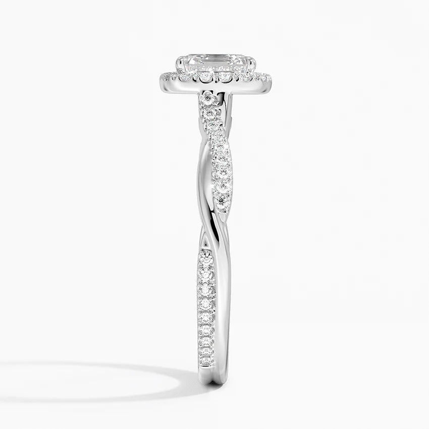 1.25 Karat Asscher Halo Tasarım Tektaş Laboratuvar Pırlanta Yüzük 18K  -Diamora - Bold Diamonds