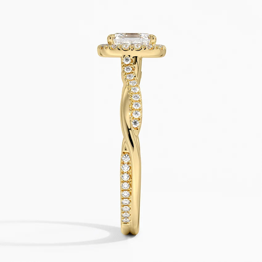 1.25 Karat Asscher Halo Tasarım Tektaş Laboratuvar Pırlanta Yüzük 18K  -Diamora - Bold Diamonds