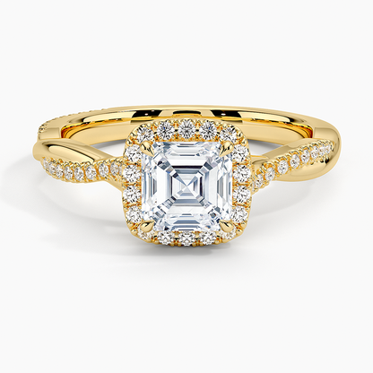 1.25 Karat Asscher Halo Tasarım Tektaş Laboratuvar Pırlanta Yüzük 18K  -Diamora - Bold Diamonds