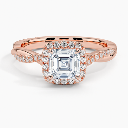 1.25 Karat Asscher Halo Tasarım Tektaş Laboratuvar Pırlanta Yüzük 18K  -Diamora - Bold Diamonds