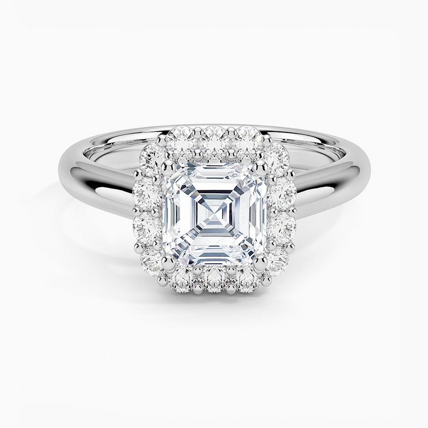 1.25 Karat Asscher Halo Tasarım Tektaş Laboratuvar Pırlanta Yüzük 18K -Illumina - Bold Diamonds