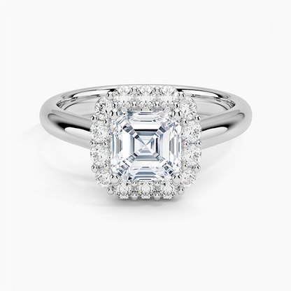 1.25 Karat Asscher Halo Tasarım Tektaş Laboratuvar Pırlanta Yüzük 18K -Illumina - Bold Diamonds