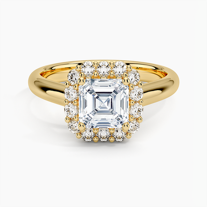 1.25 Karat Asscher Halo Tasarım Tektaş Laboratuvar Pırlanta Yüzük 18K -Illumina - Bold Diamonds