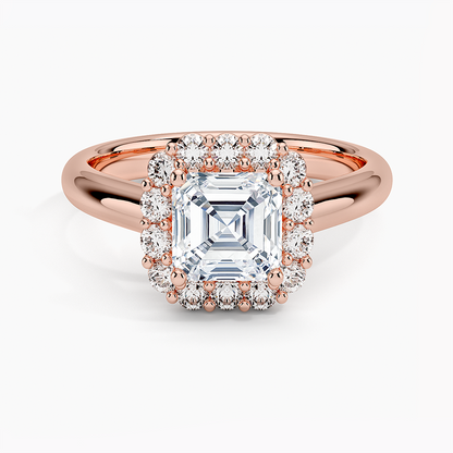 1.25 Karat Asscher Halo Tasarım Tektaş Laboratuvar Pırlanta Yüzük 18K -Illumina - Bold Diamonds