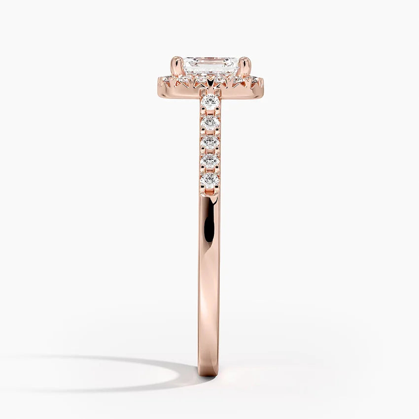 1,25 Karat Asscher Halo Tasarım Tektaş Laboratuvar Pırlanta Yüzük 18K - Lunara - Bold Diamonds