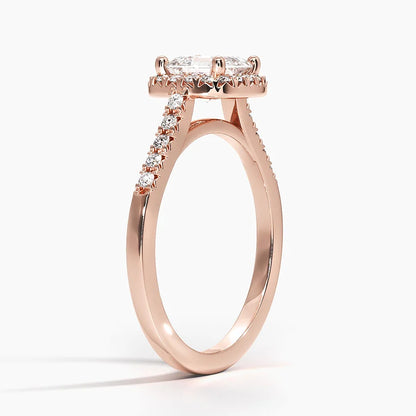 1,25 Karat Asscher Halo Tasarım Tektaş Laboratuvar Pırlanta Yüzük 18K - Lunara - Bold Diamonds