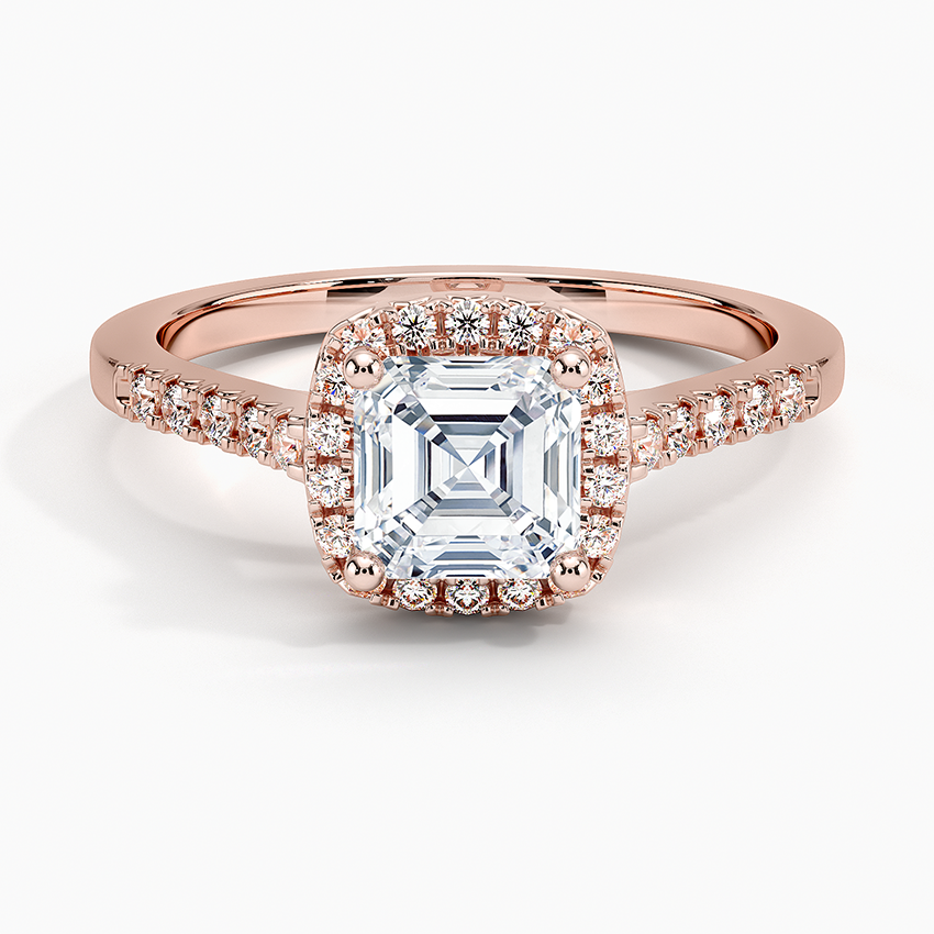 1,25 Karat Asscher Halo Tasarım Tektaş Laboratuvar Pırlanta Yüzük 18K - Lunara - Bold Diamonds
