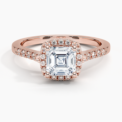1,25 Karat Asscher Halo Tasarım Tektaş Laboratuvar Pırlanta Yüzük 18K - Lunara - Bold Diamonds