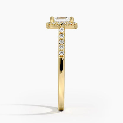 1,25 Karat Asscher Halo Tasarım Tektaş Laboratuvar Pırlanta Yüzük 18K - Lunara - Bold Diamonds