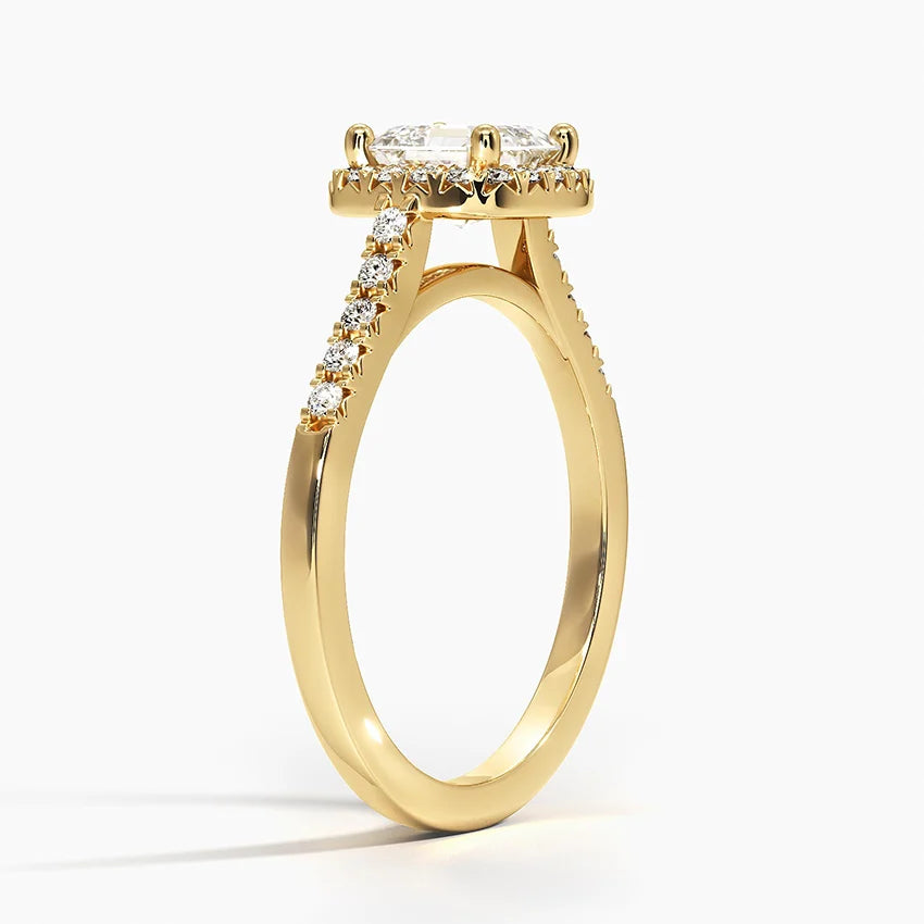 1,25 Karat Asscher Halo Tasarım Tektaş Laboratuvar Pırlanta Yüzük 18K - Lunara - Bold Diamonds