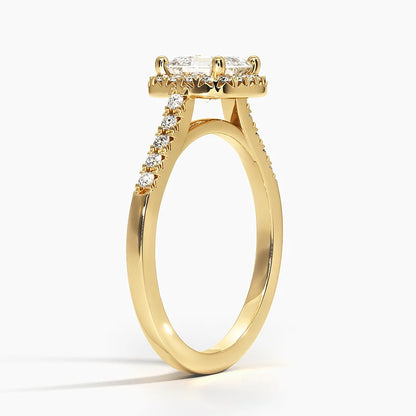 1,25 Karat Asscher Halo Tasarım Tektaş Laboratuvar Pırlanta Yüzük 18K - Lunara - Bold Diamonds