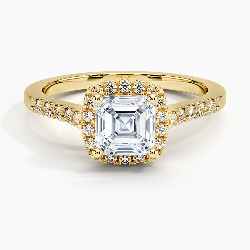 1,25 Karat Asscher Halo Tasarım Tektaş Laboratuvar Pırlanta Yüzük 18K - Lunara - Bold Diamonds
