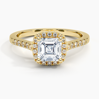 1,25 Karat Asscher Halo Tasarım Tektaş Laboratuvar Pırlanta Yüzük 18K - Lunara - Bold Diamonds