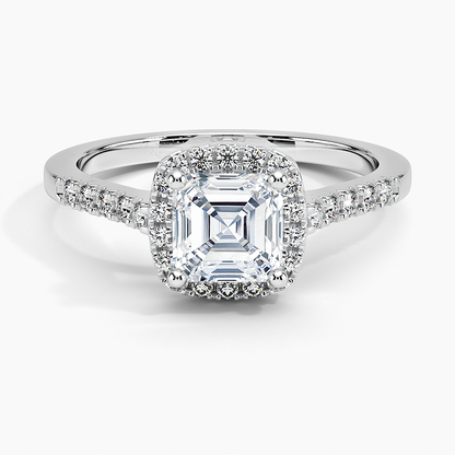1,25 Karat Asscher Halo Tasarım Tektaş Laboratuvar Pırlanta Yüzük 18K - Lunara - Bold Diamonds