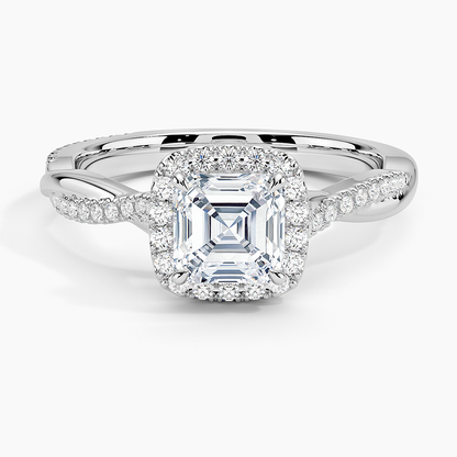 1.25 Karat Asscher Halo Tasarım Tektaş Laboratuvar Pırlanta Yüzük 18K -Magnara - Bold Diamonds
