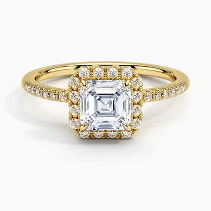 1.25 Karat Asscher Halo Tasarım Tektaş Laboratuvar Pırlanta Yüzük 18K -Valora - Bold Diamonds