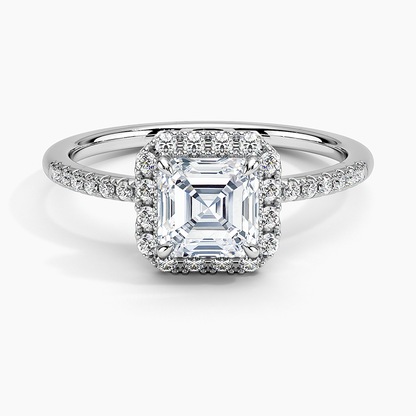 1.25 Karat Asscher Halo Tasarım Tektaş Laboratuvar Pırlanta Yüzük 18K -Valora - Bold Diamonds