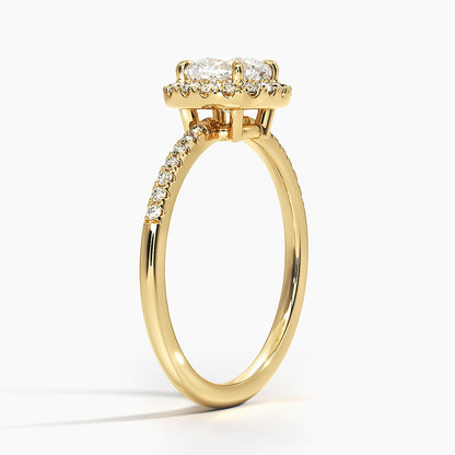 1.25 Karat Cushion Halo Tasarım Tektaş Laboratuvar Pırlanta Yüzük 18K -Valora - Bold Diamonds
