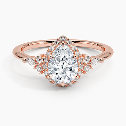 1.25 Karat Damla Halo Tasarım Tektaş Laboratuvar Pırlanta Yüzük 18K -Amara - Bold Diamonds