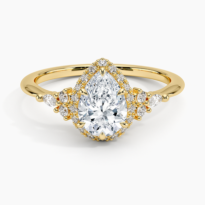 1.25 Karat Damla Halo Tasarım Tektaş Laboratuvar Pırlanta Yüzük 18K -Amara - Bold Diamonds